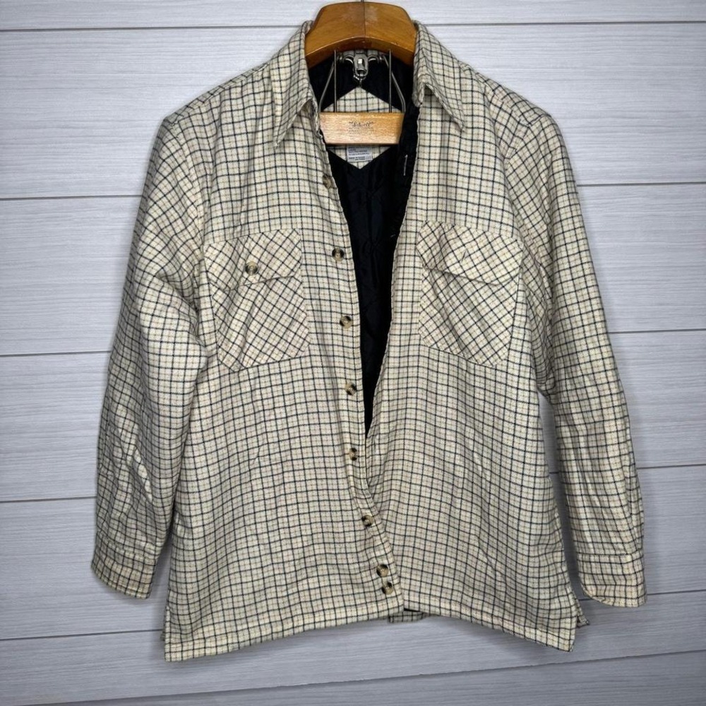 Vintage Plaid Quilted Lined Shirt Jacket Shacket Warm Layering Piece Large